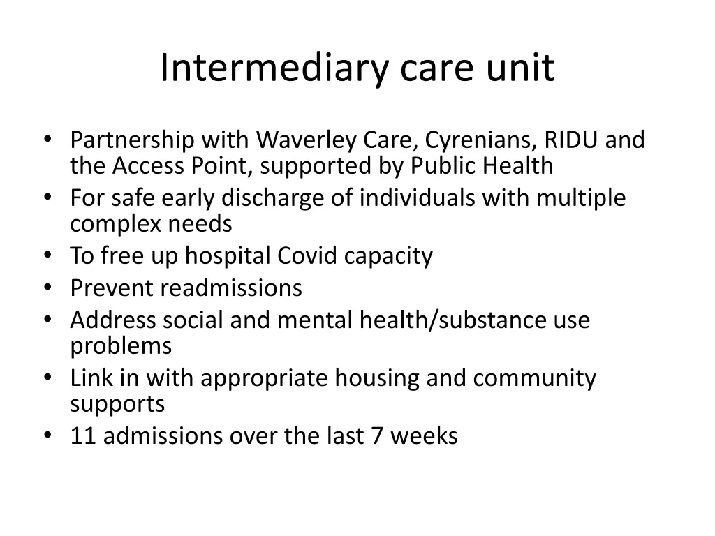 intermediary care unit