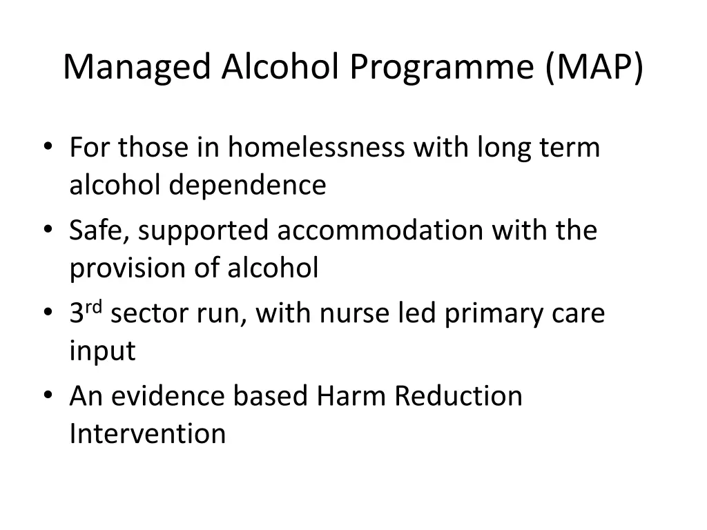 managed alcohol programme map