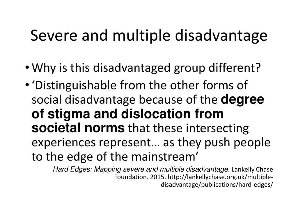 severe and multiple disadvantage