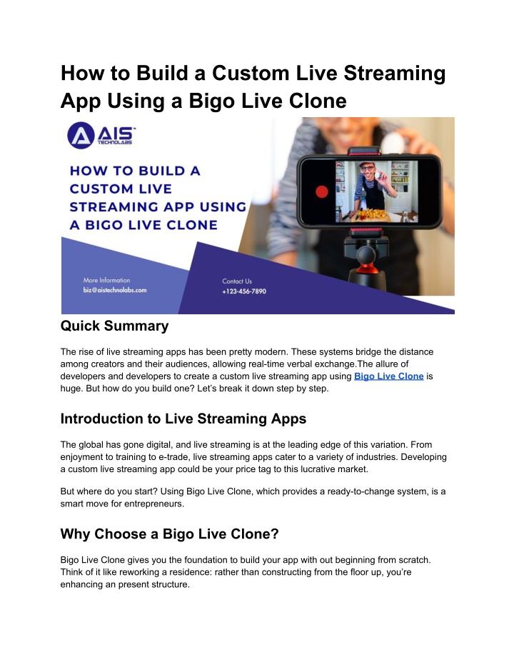 how to build a custom live streaming app using