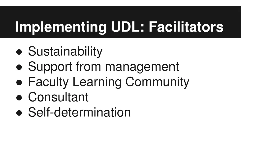 implementing udl facilitators