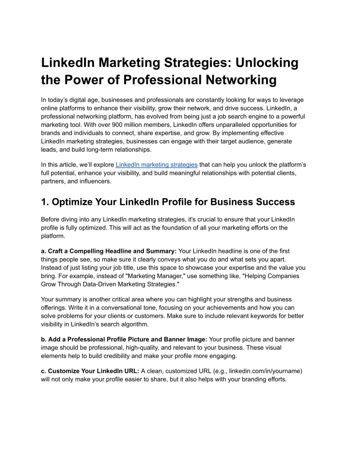 linkedin marketing strategies unlocking the power