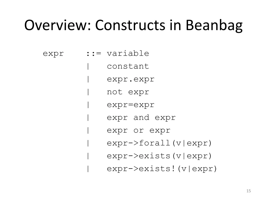 overview constructs in beanbag