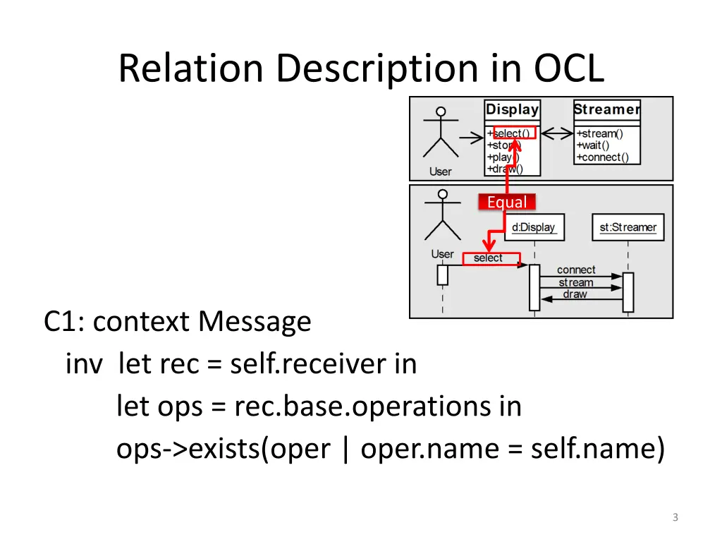 relation description in ocl