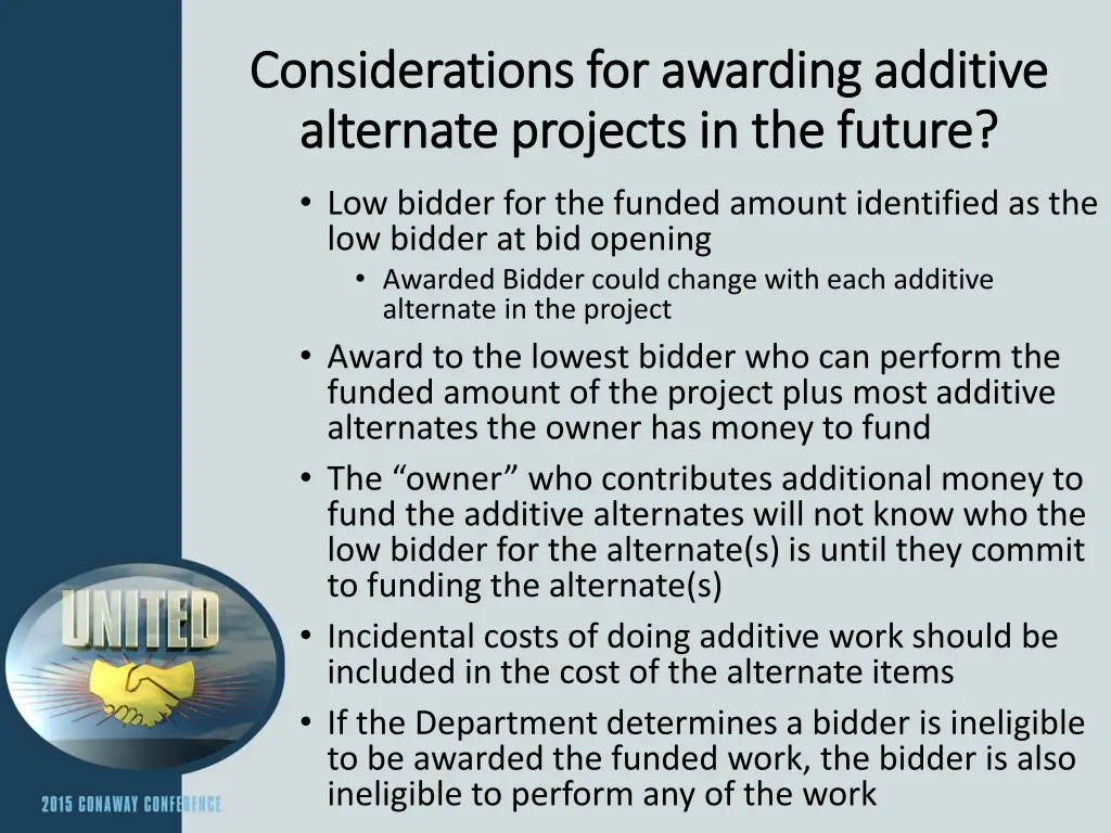 considerations for awarding additive