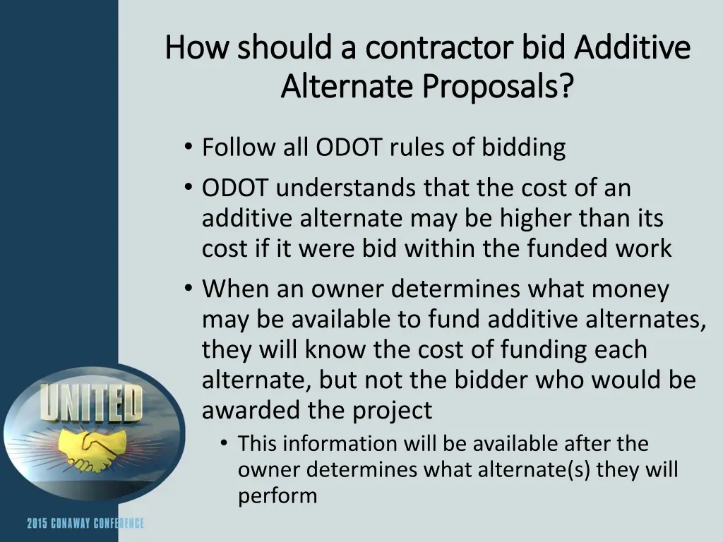 how should a contractor bid additive how should