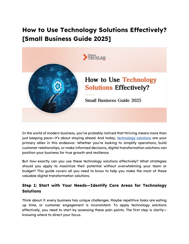 how to use technology solutions effectively small