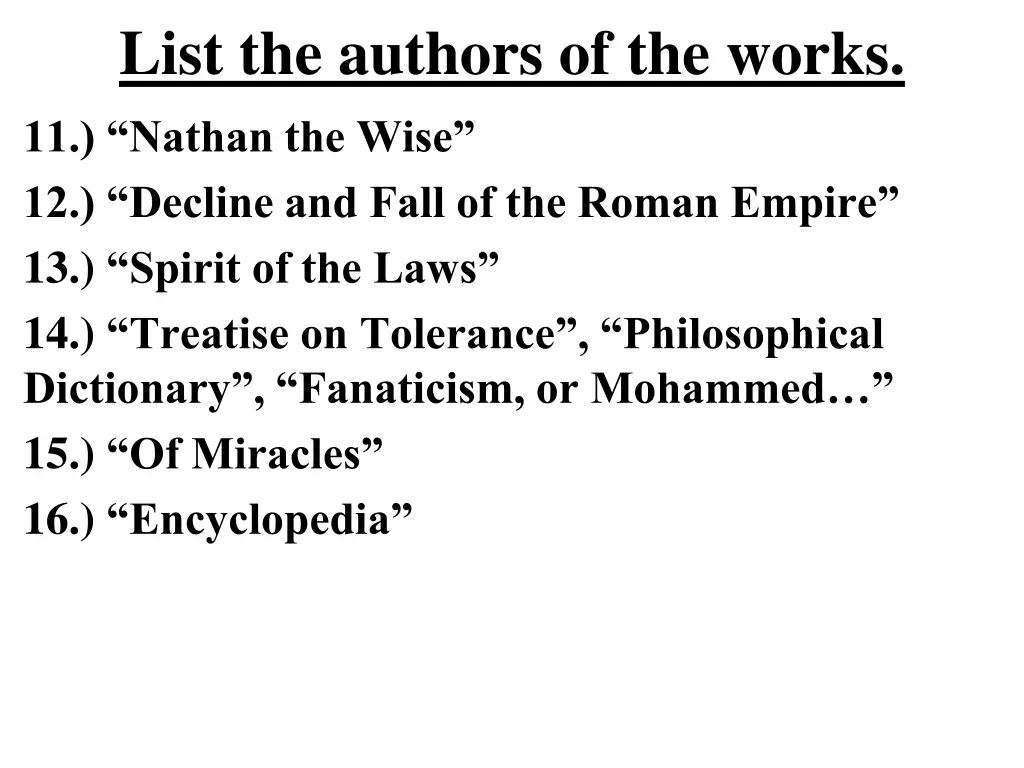 list the authors of the works