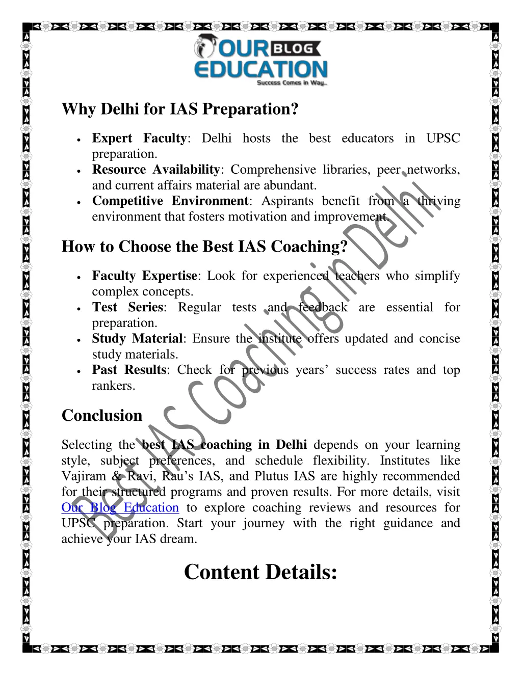 why delhi for ias preparation