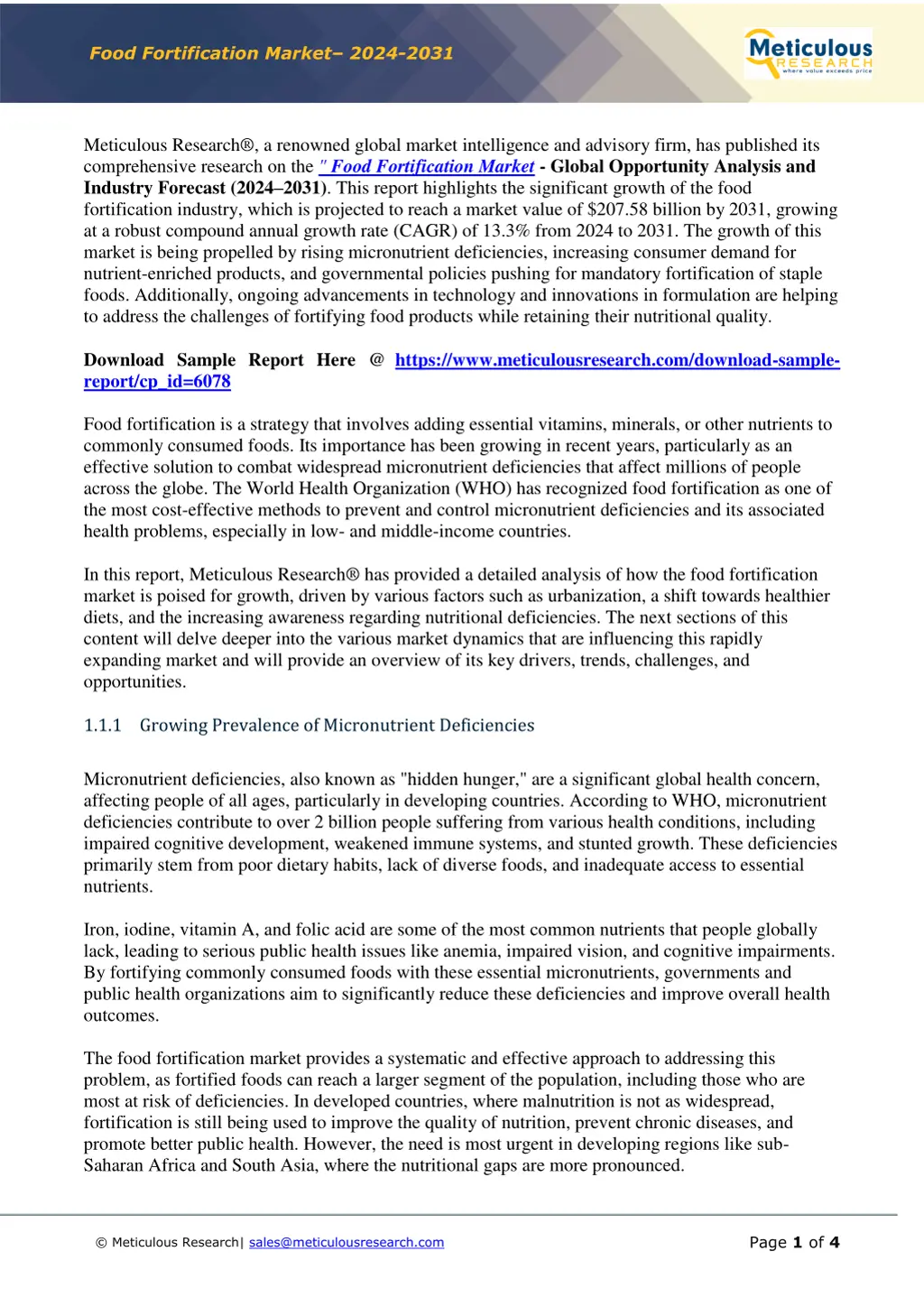 food fortification market 2024 2031