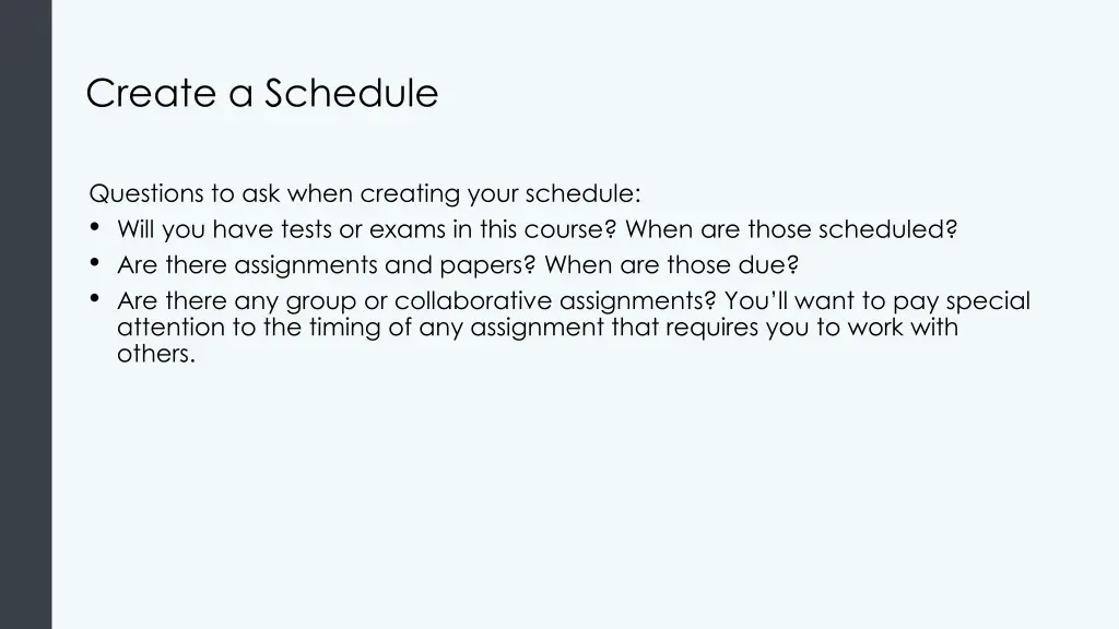 create a schedule