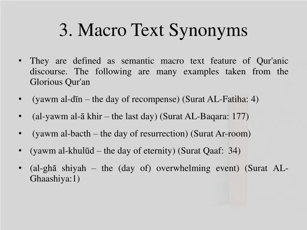 3 macro text synonyms