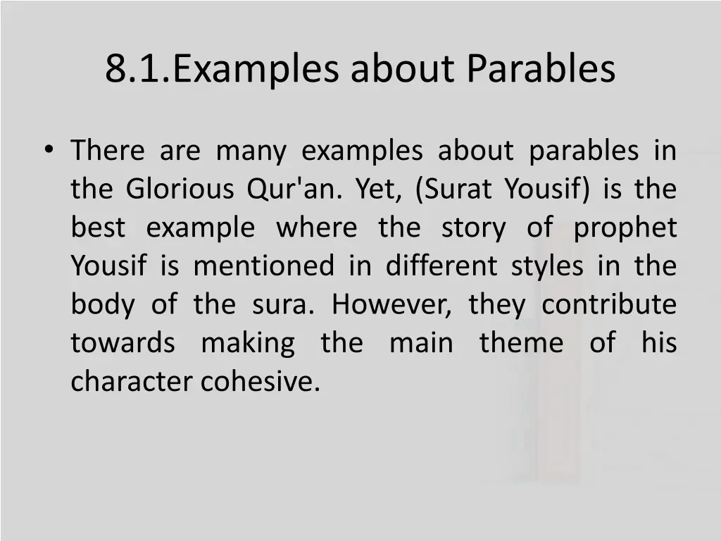 8 1 examples about parables