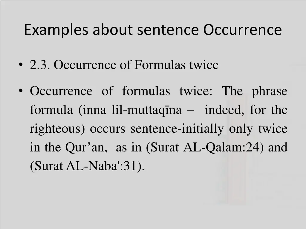 examples about sentence occurrence 2