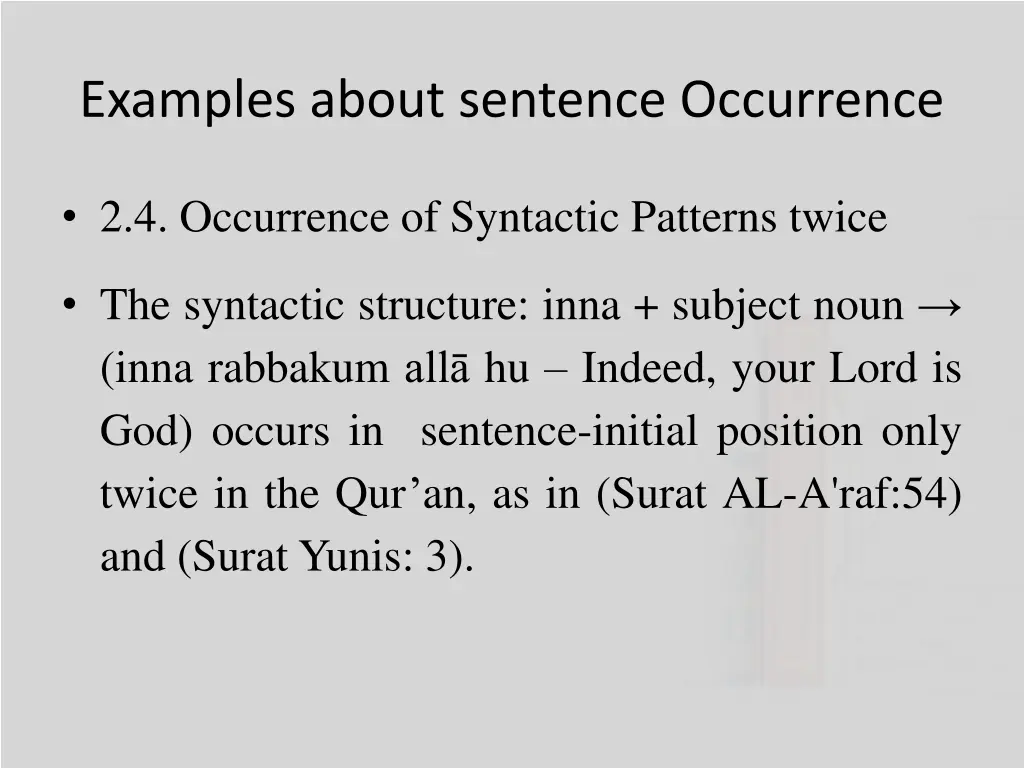 examples about sentence occurrence 3