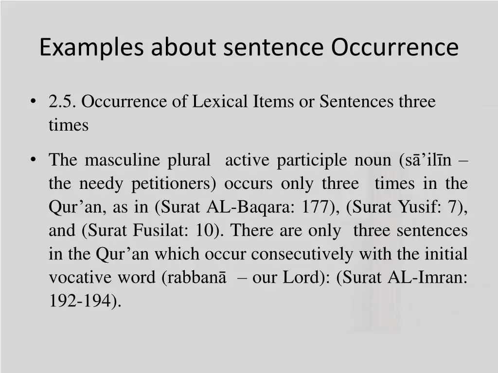 examples about sentence occurrence 4