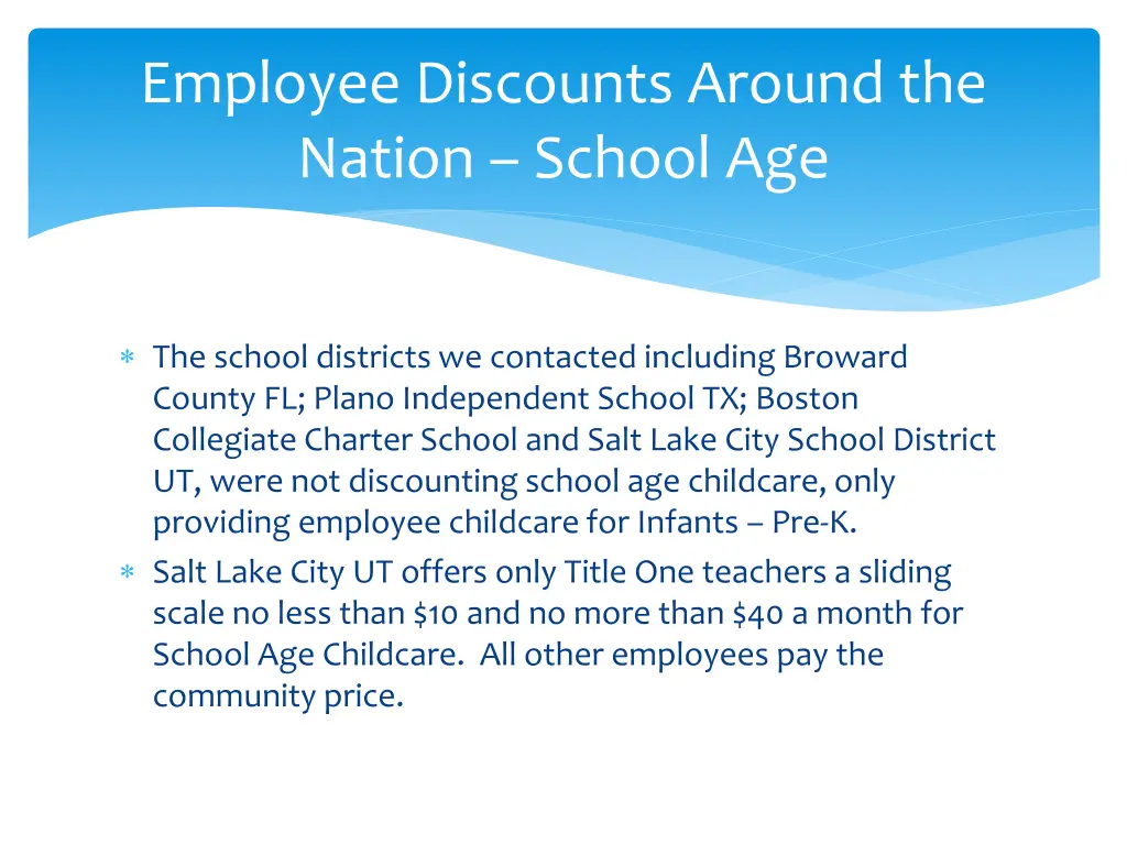 employee discounts around the nation school age