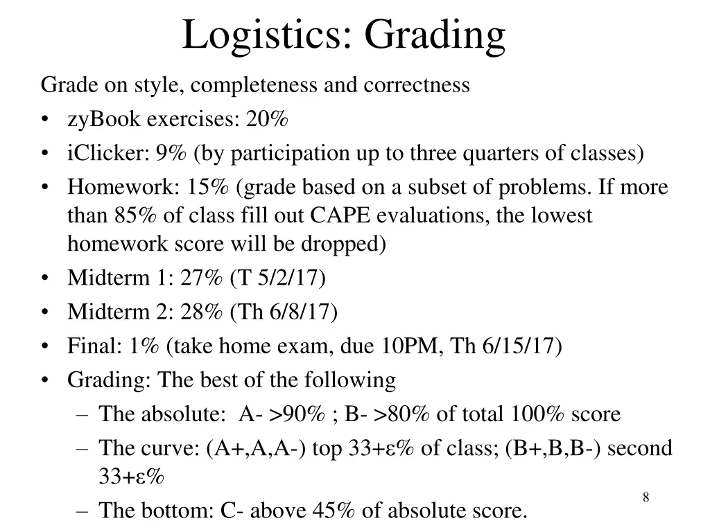 logistics grading