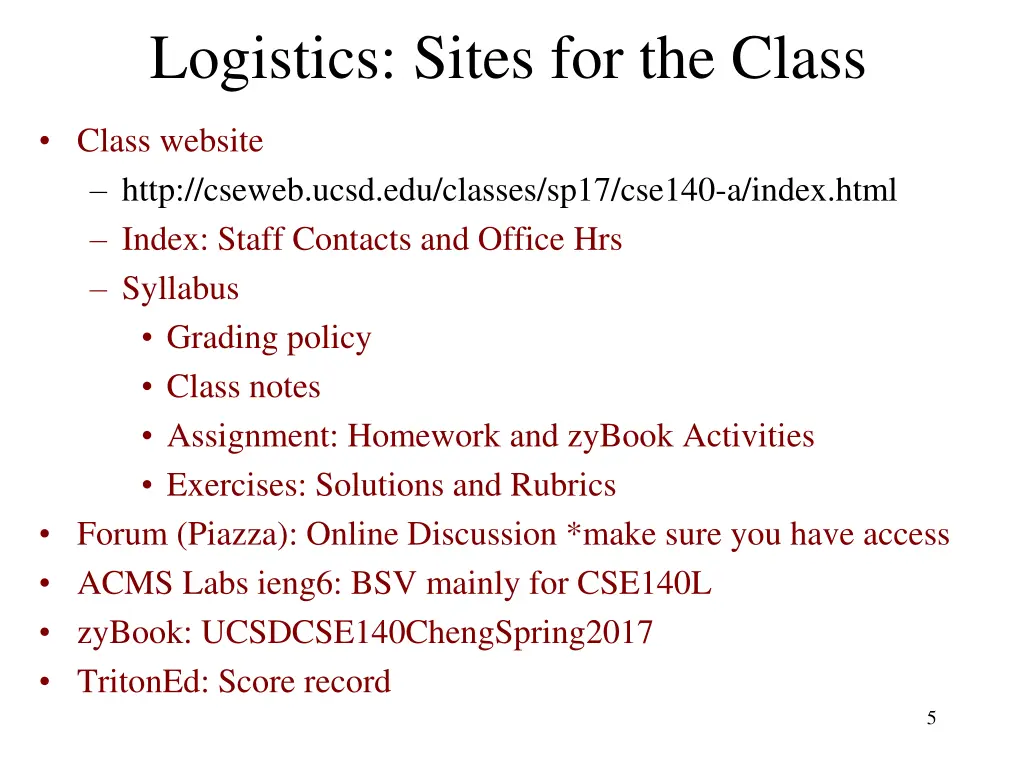 logistics sites for the class