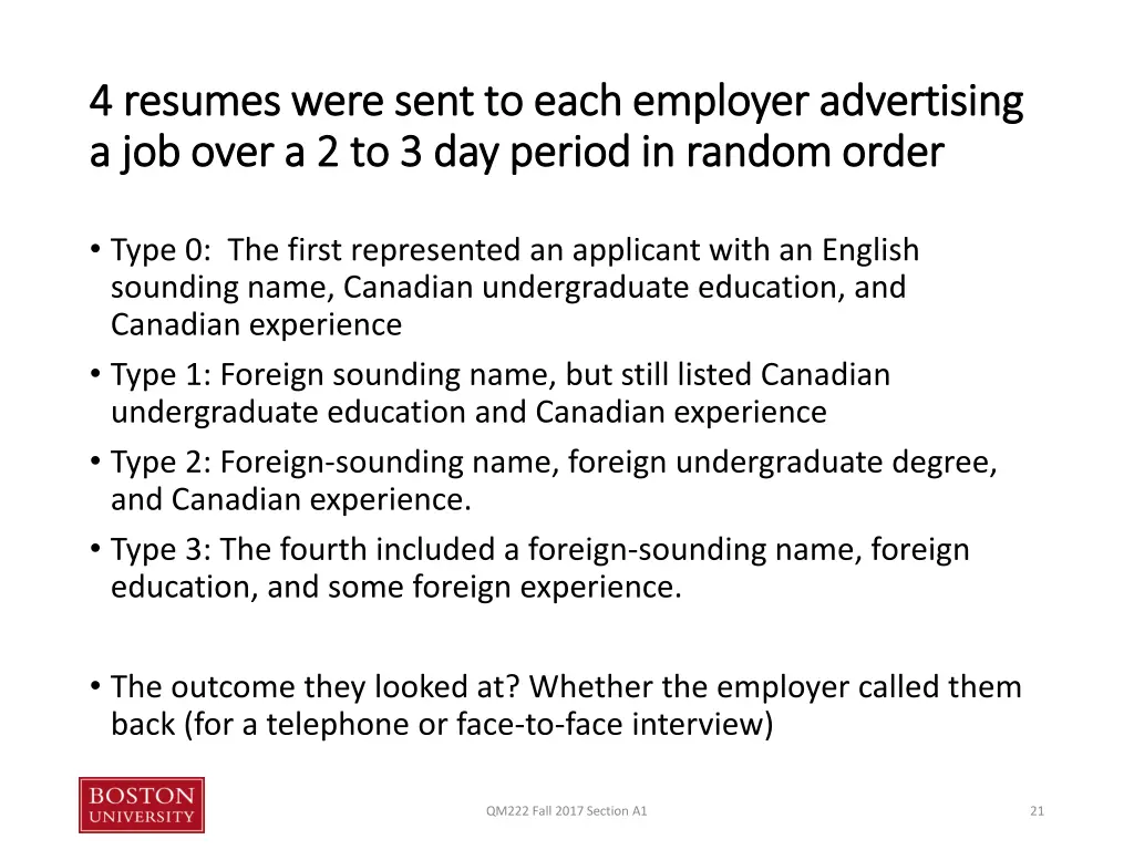 4 resumes were sent to each employer advertising