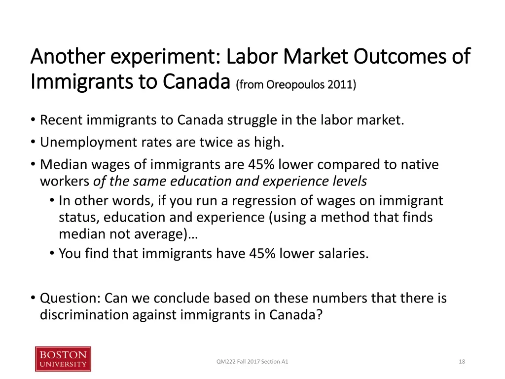 another experiment labor market outcomes