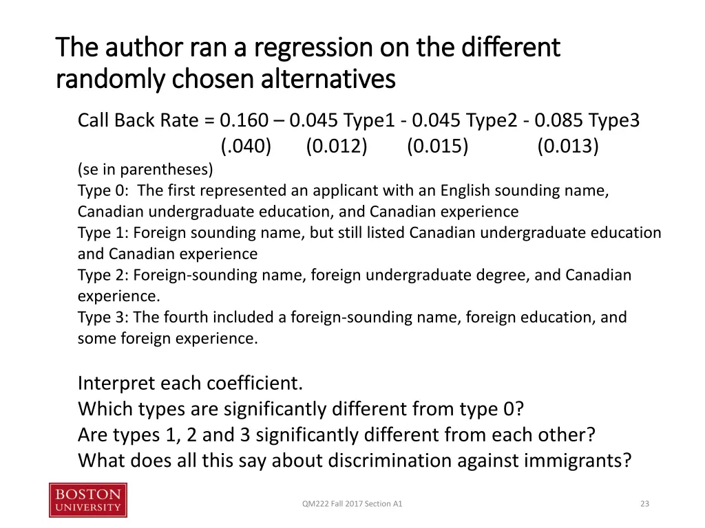 the author ran a regression on the different