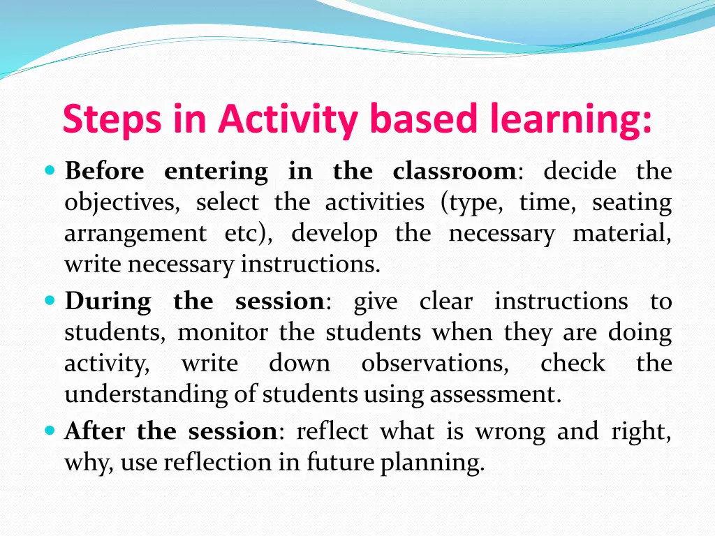 steps in activity based learning