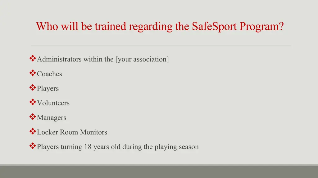 who will be trained regarding the safesport