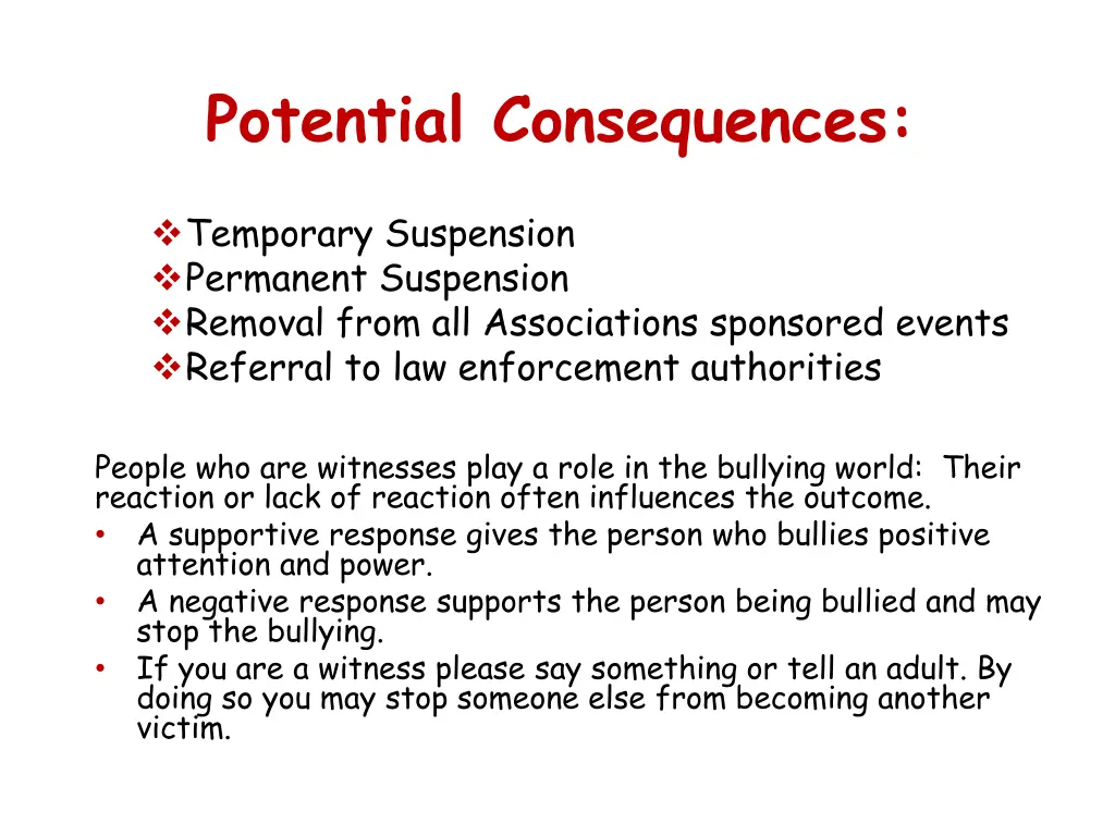 potential consequences