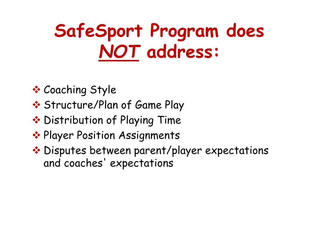 safesport program does not address