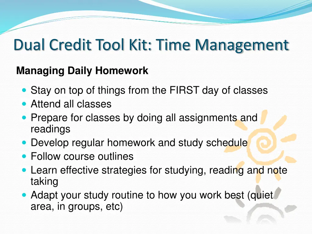 dual credit tool kit time management 5