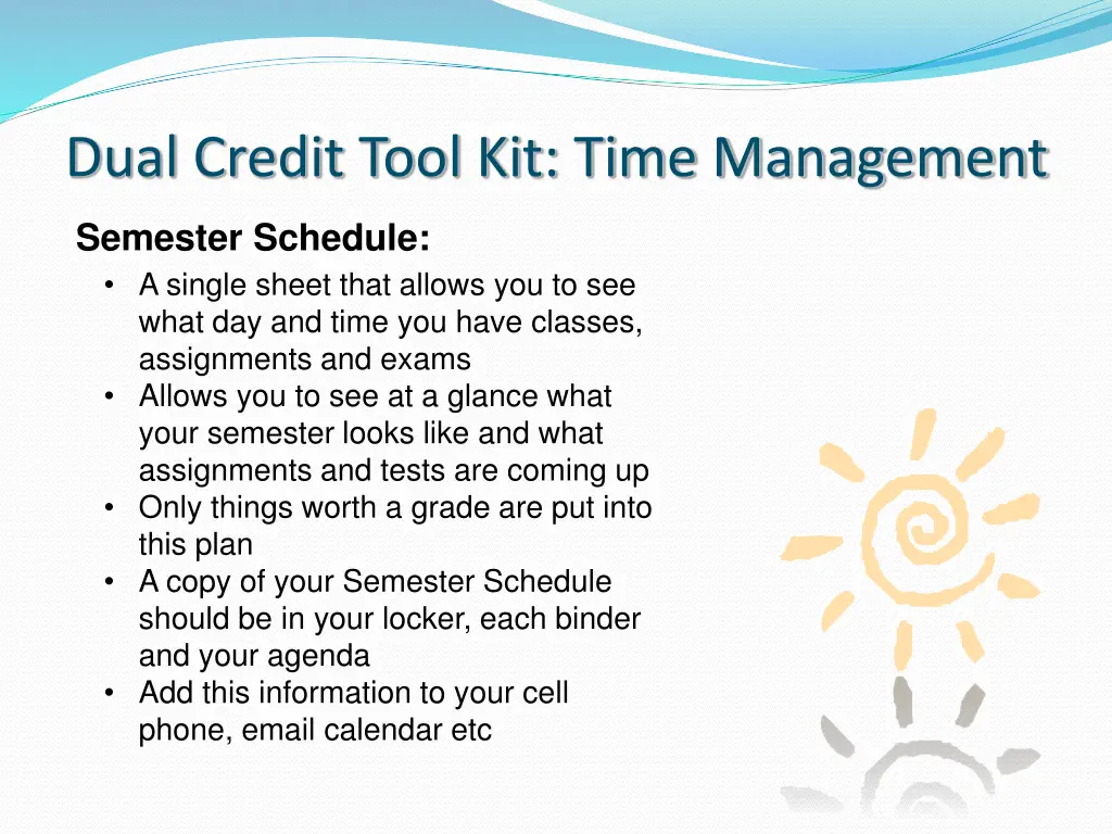 dual credit tool kit time management 6