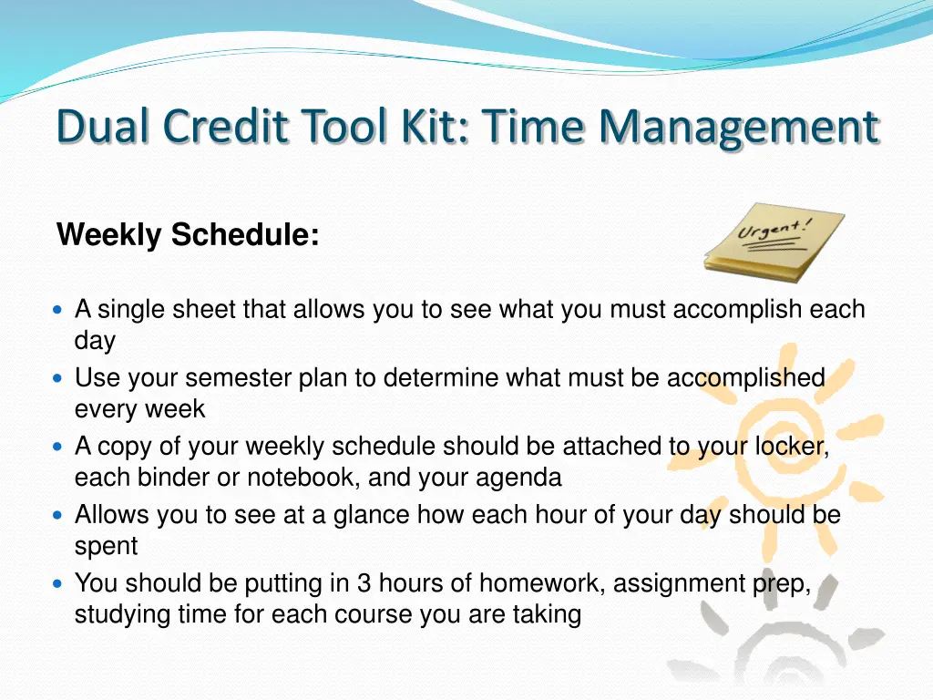 dual credit tool kit time management 7