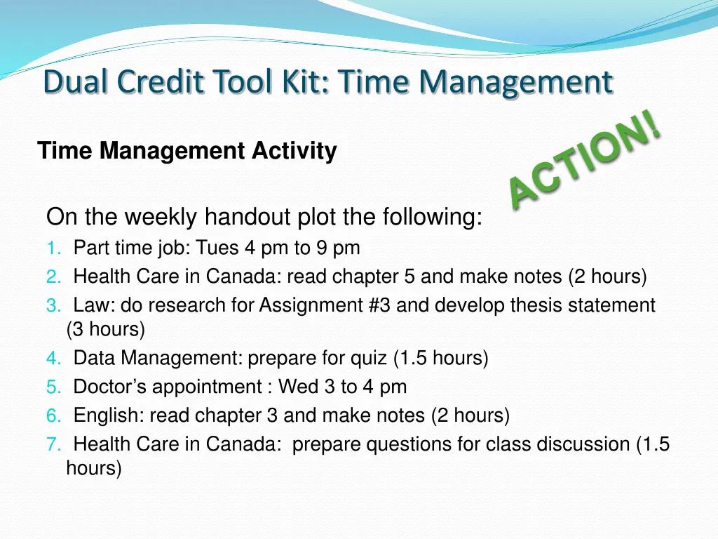 dual credit tool kit time management 8