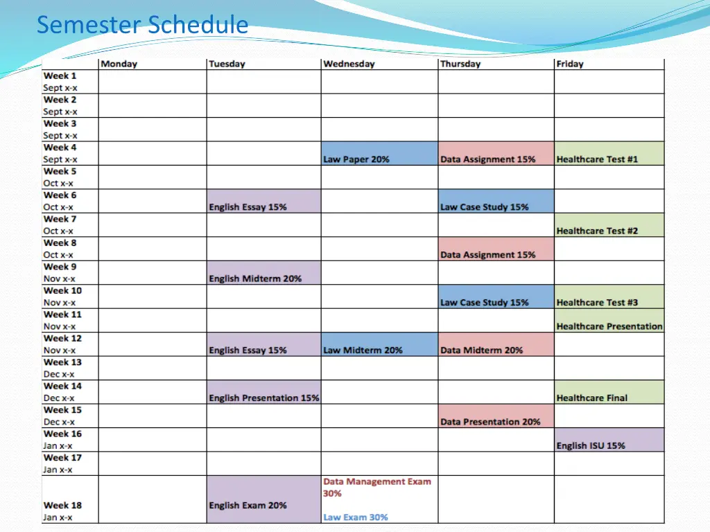 semester schedule