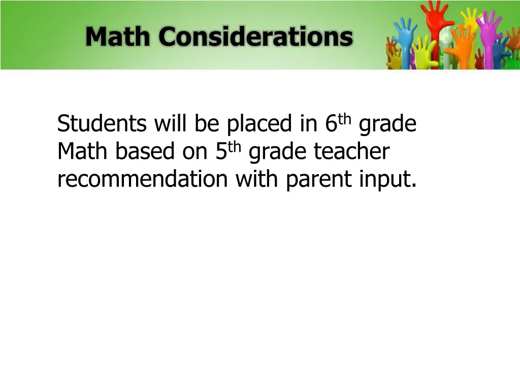 math considerations