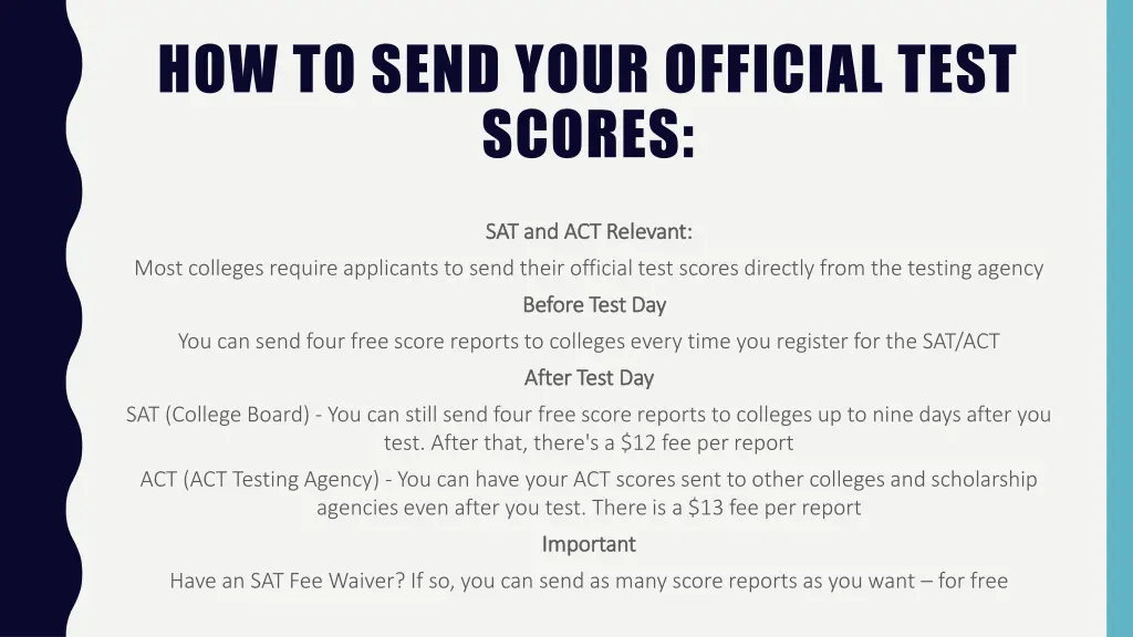 how to send your official test scores