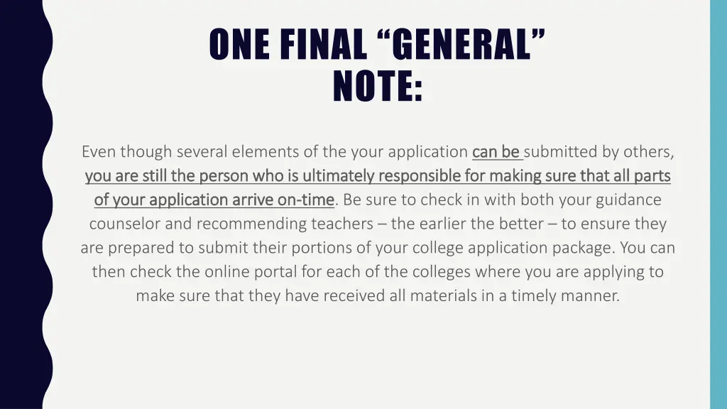 one final general note