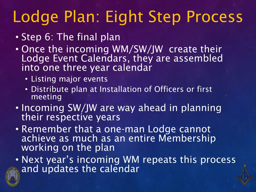 lodge plan eight step process 7