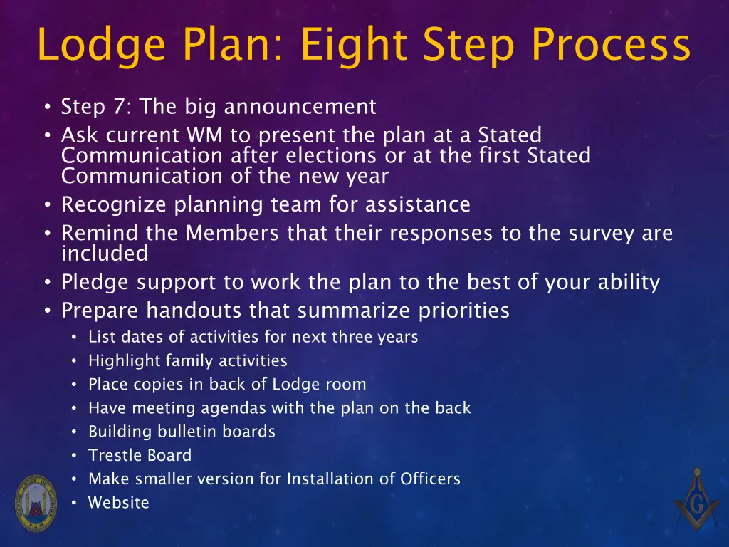 lodge plan eight step process 8