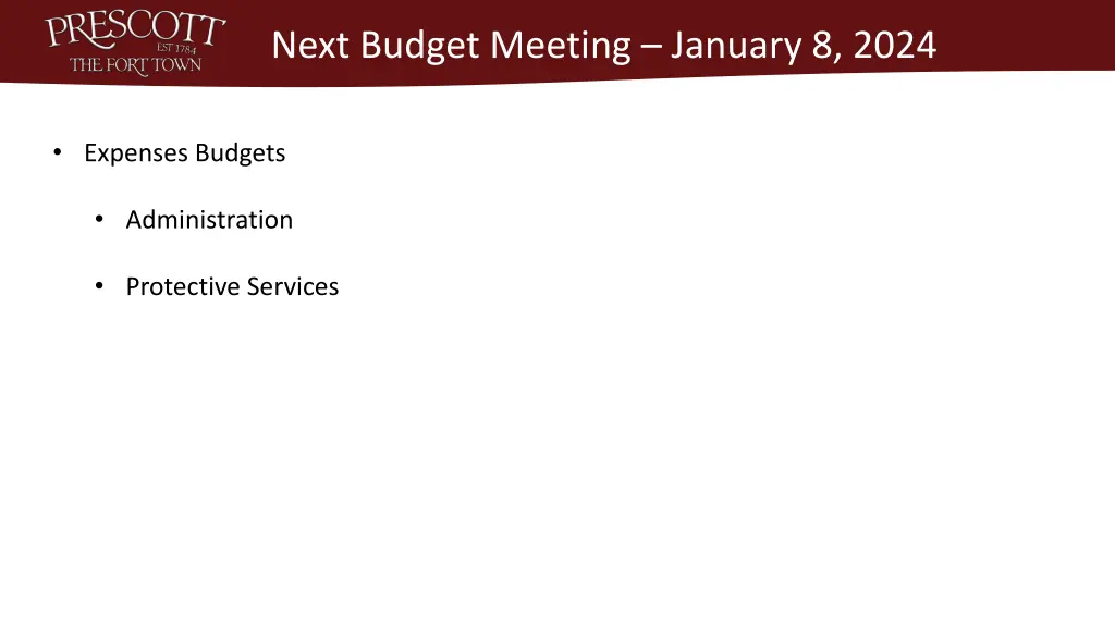 next budget meeting january 8 2024