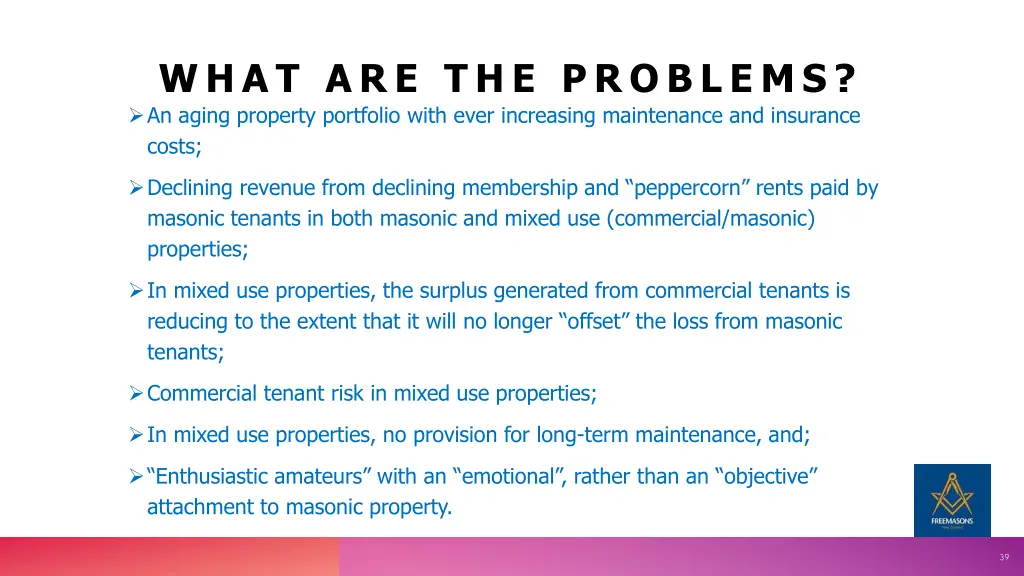 what are the problems an aging property portfolio