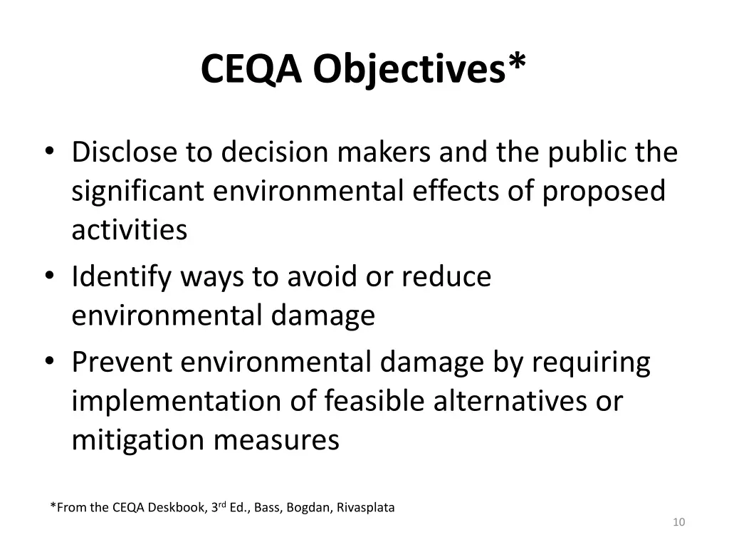 ceqa objectives