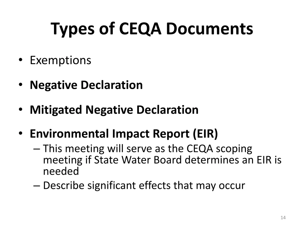 types of ceqa documents