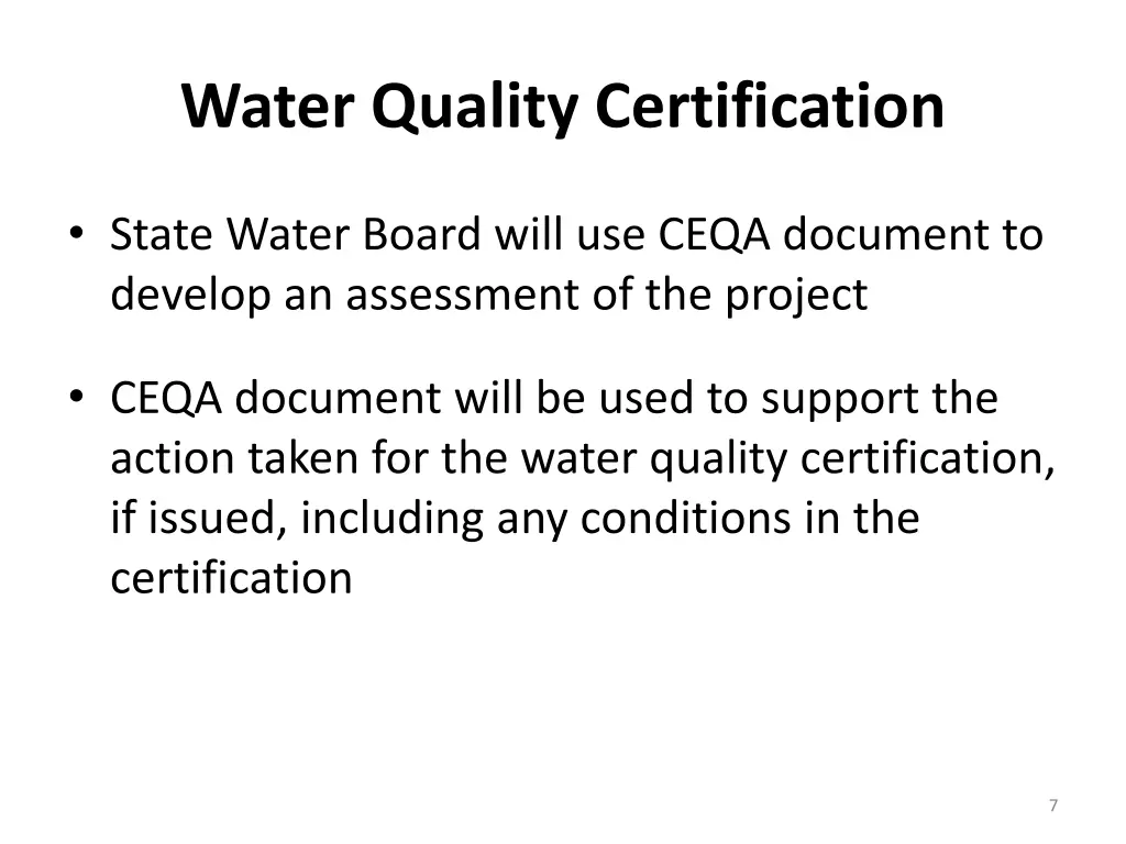 water quality certification