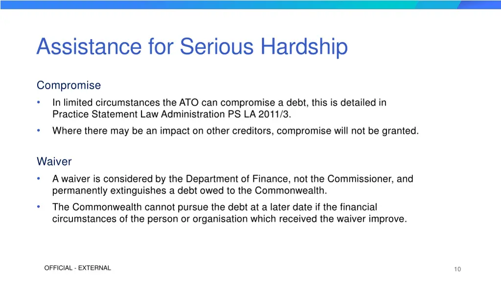 assistance for serious hardship 1