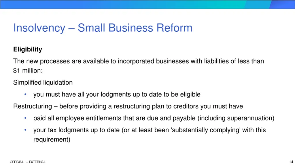 insolvency small business reform 1