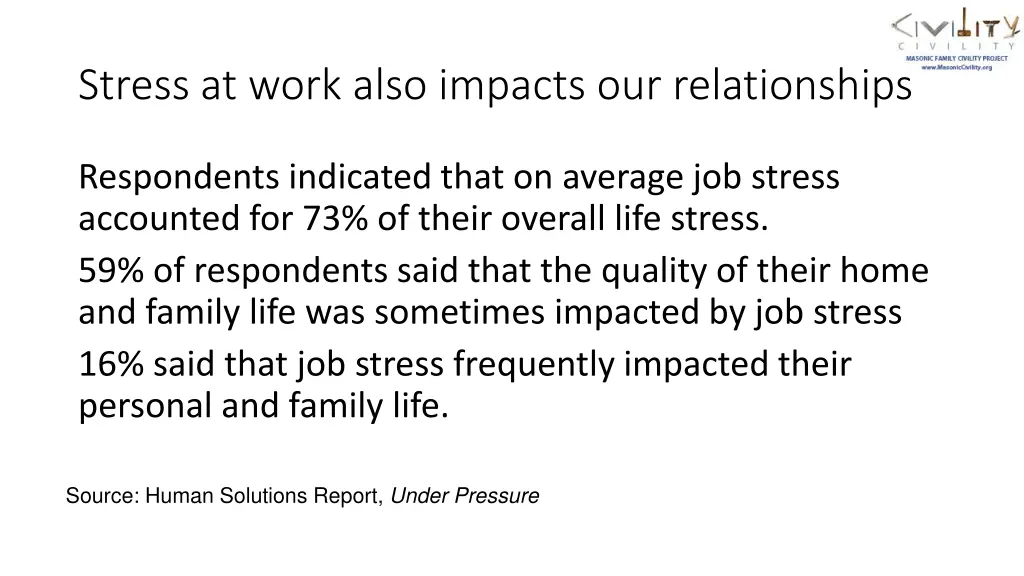 stress at work also impacts our relationships