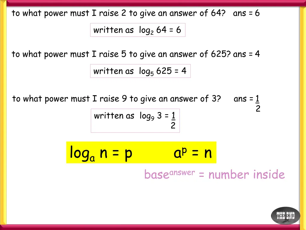 to what power must i raise 2 to give an answer