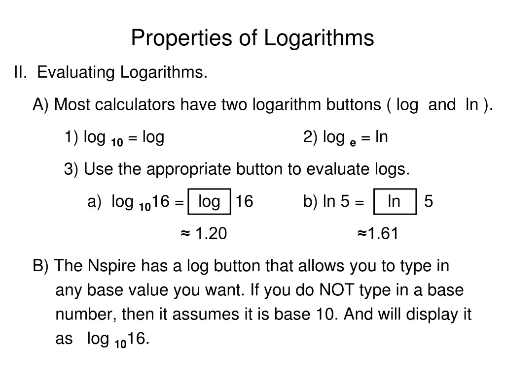 properties of logarithms 2